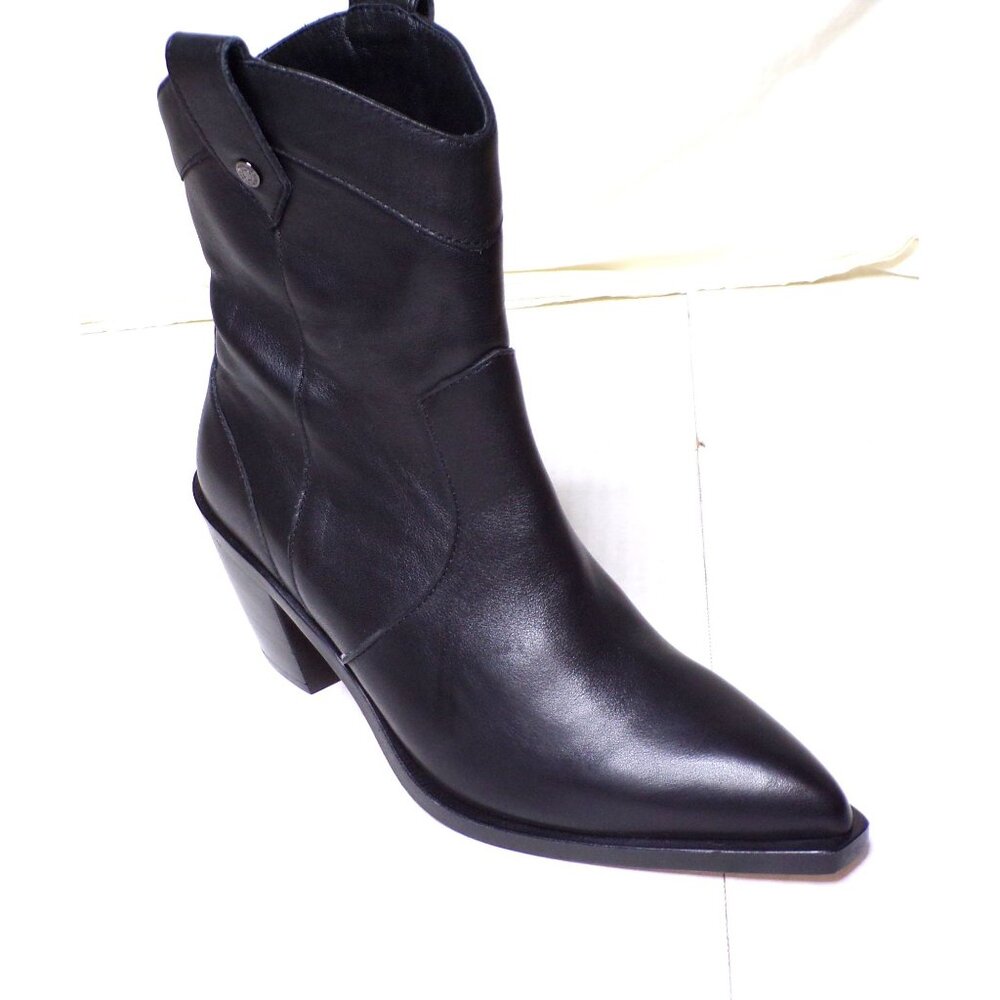 ๐7 FOR ALL MANKIND FREE PEOPLE Western Cowboy Bootie Ankle Boot 6 Black - Picture 14 of 16
